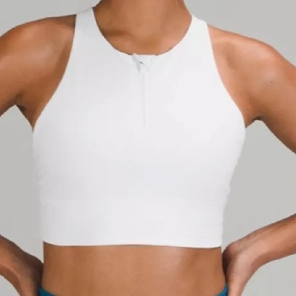 LULULEMON ENERGY HIGH-NECK LONG LINE BRA ZIP IN FRONT LIGHT PINK COLOR NWT